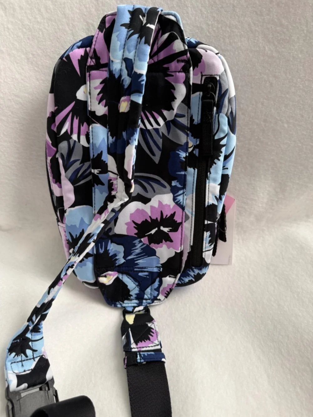 NWT Vera Bradley Plum Pansies Utility Sling Backpack